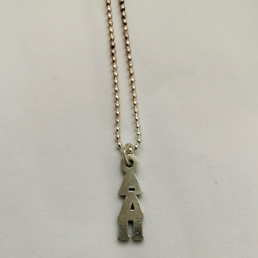STERLING SORORITY Alpha Delta Pi Vertical Silver Necklace ADPI NIB VINTAGE - Picture 12 of 15